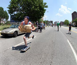 portrait of caveman on woodward skateboarding at emerica's wild in the streets 2012 in detroit michigan
